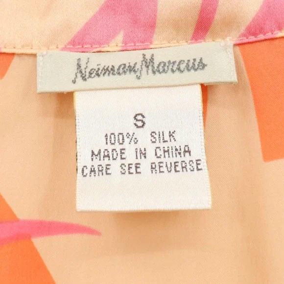 Vintage Neiman Marcus Silk Top Luxury Resort‎ Tropical Loungewear Button Size S - Picture 3 of 8